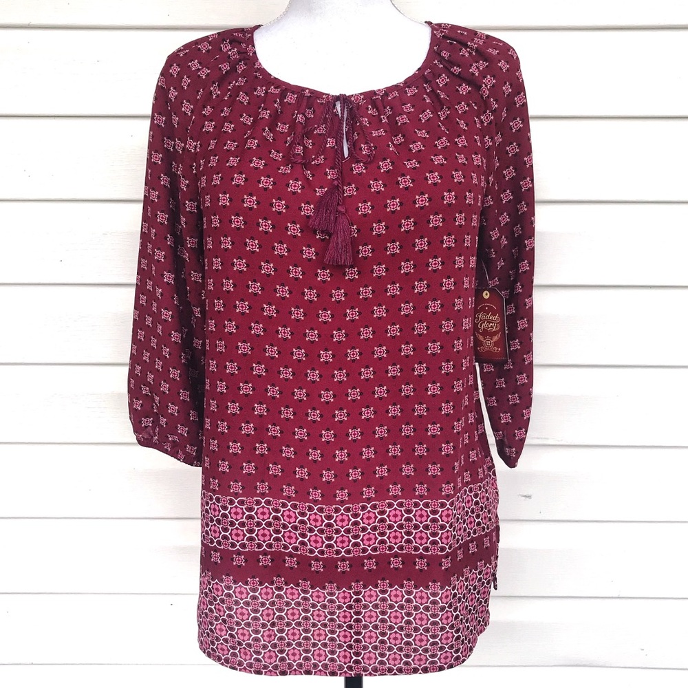 •FADED GLORY• NWOT Peasant Tunic w/ Split Hem